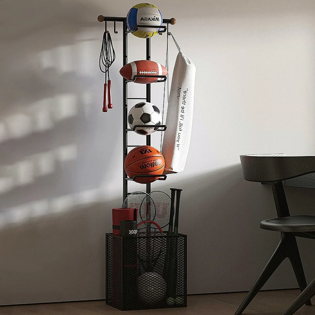 Wall Mount Or Freestanding 3-Tier Vertical Ball Storage Rack - 13x56.7 ...
